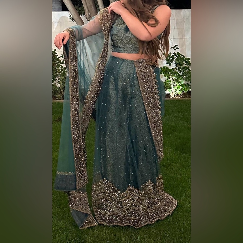 Embellished Teal Lehenga with Dupatta